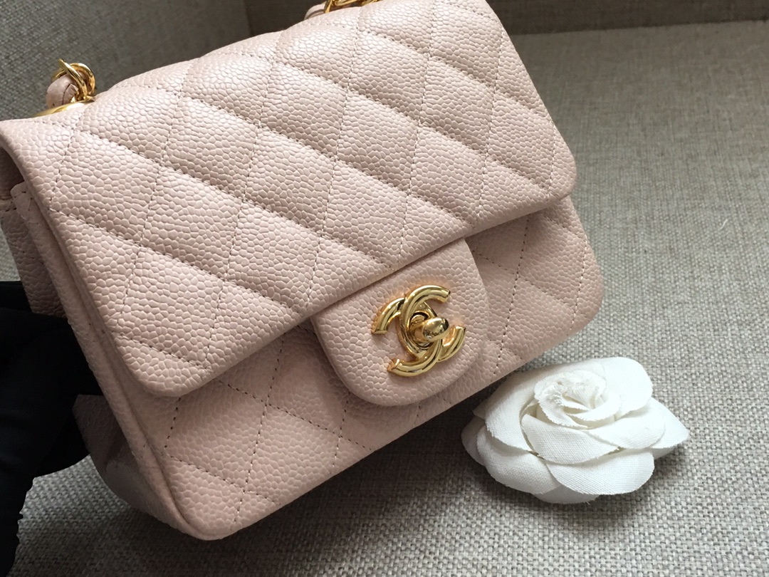 Mini Classic Flap Caviar Bag A01115 Pink/Gold